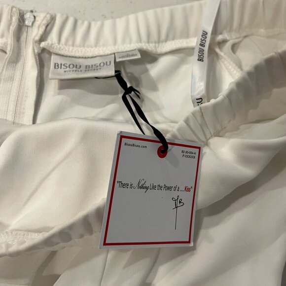 BISOU BISOU Off White Chiffon Off shoulder Pleated bottom Maxi long formal dress - Picture 7 of 7